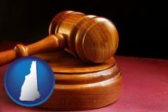 new-hampshire map icon and an arbitrator's wooden gavel